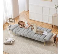 Matteo Grey Velvet Convertible Sofa Bed With Multi-Position Back & Armrests - Metal Legs