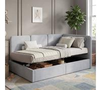 Matteo Grey Velvet Ottoman Single Daybed with Storage - 90 x 190 cm Matteo Grey Single
