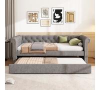 Matteo Grey Velvet Upholstered 3Ft Single Daybed Sofa Bed For Adults & Teenagers - Modern Design With Easy Assembly