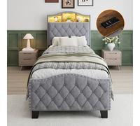 Matteo Grey Velvet Upholstered 3FT Single Storage Bed with LED Lights Matteo Grey Single