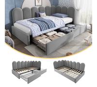 Matteo Grey Velvet Upholstered Bed for Kids Daybed with Drawer Storage | Size: Single Matteo Grey Single