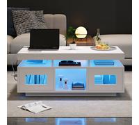 Matteo High Gloss White Coffee Table with LED Lights, USB & Storage Matteo White