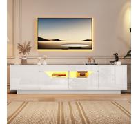 Matteo High-Gloss White Led Tv Stand Sideboard For 75" Tvs - Modern Entertainment Unit With Smart Lighting & Storage