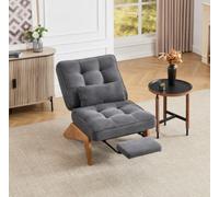 Matteo Indoor Lounge Chair Modern Corduroy Reclining Accent Chair With Foldable Ottoman - Dark Gray
