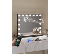 Matteo Industrial Hollywood Led Makeup Mirror With Bluetooth & Speaker Phone In Black Black