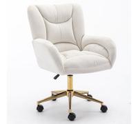 Matteo Ivory Velvet Adjustable Swivel Office Chair With Gold Legs