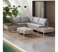 Matteo Khaki Rattan Corner Sofa Set - Modular, Reclining & UV Protected Matteo Khaki