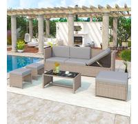 Matteo Khaki Rattan Effect 4-6 Seater Garden Lounge Set Matteo Khaki