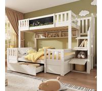 Matteo Kids Bunk Bed with Staircase, Drawers & Chalkboard - White | Size: Double Matteo White Double