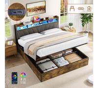 Matteo King Bed Frame - Hydraulic Storage, RGB LED Headboard & Charging Ports Matteo Multicolor King