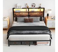 Matteo King Metal Bed Frame - RGB Smart LED, Storage Headboard - Noise-Free in Black Matteo Black King