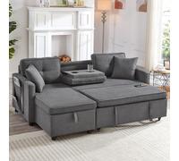 Matteo L-Shaped Pull Out Sleep Sofabed, Sleeper Sectional Sofa in Grey | Size: Double Matteo Grey Double