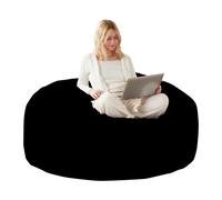 Matteo Large 6-Foot Plush Flannelette Bean Bag Sofa - Adult Reading Lounger in Black Matteo Black