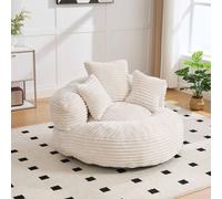 Matteo Large Corduroy Memory Foam Bean Bag Chair with Armrests - Beige Matteo Beige