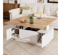 Matteo Lift Up Coffee Table - Hidden Storage, Lifting Top in White Matteo White