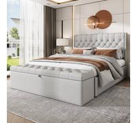 Matteo Luxurious Upholstered Double Bed with Storage, Light Grey Velvet Matteo Grey