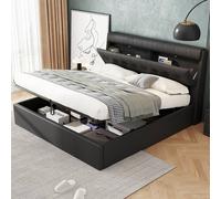 Matteo Luxurious Upholstered King Bed with Hydraulic Storage in Black Matteo Black