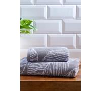 'Matteo' Luxury 100% Cotton Leaf Motif Jacquard Towel Fusion Grey Bath Towel