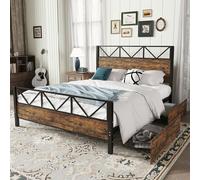 Matteo Metal Bed, 4ft6 Double Bed With 2 Drawerss, Durable & Sturdy in Black Matteo Black Double