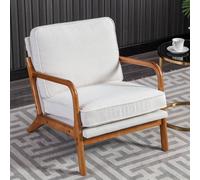 Matteo Mid-Century Modern Beige Bouclé Accent Armchair with Solid Wood Frame Matteo Beige