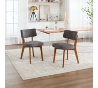 Matteo Mid-Century Modern Linen Dining Chairs - Set Of 2, Gray