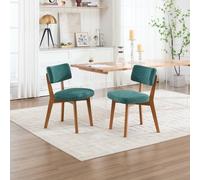 Matteo Mid-Century Modern Linen Dining Chairs - Set of 2 in Green Matteo Green