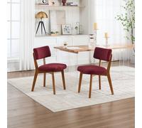 Matteo Mid-Century Modern Linen Dining Chairs - Set of 2 in Wine Matteo Wine