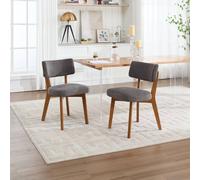 Matteo Mid-Century Modern Linen Upholstered Dining Chairs - Set Of 2 in Grey Matteo Grey