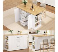 Matteo Mobile Kitchen Island - Foldable Countertop - Modern - Kitchen Cart in White Matteo White