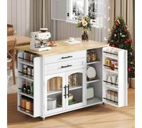 Matteo Mobile Kitchen Island - Foldable Worktop & Storage - White Matteo White