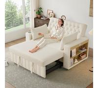Matteo Modern 3-In-1 Beige Chenille Sofa Bed With Usb, Cup Holders & Storage