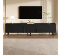 Matteo Modern 3D Curved 4-Door Tv Cabinet - 180Cm Black Lowboard