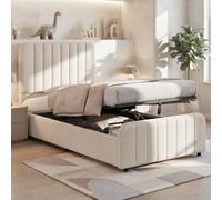 Matteo Modern 3Ft Single Ottoman Storage Bed With Tall Padded Headboard - Beige Linen