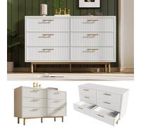 Matteo Modern 6-Drawer Sideboard Cabinet - White Ribbed Design