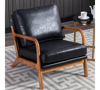 Matteo Modern Accent Armchair with Solid Wood Frame & PU Leather Upholstery in Black Matteo Black