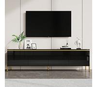 Matteo Modern Black High-Gloss Tv Stand With 4 Cabinet Doors & Gold Edging - 170Cm Wide Media Unit