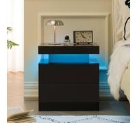 Matteo Modern Black LED Bedside Table with 2 Drawers Matteo Black