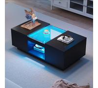 Matteo Modern Black LED Coffee Table - Storage, RGB Lighting & Drawers Matteo Black