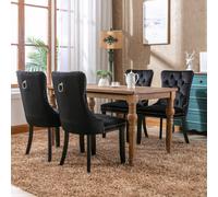 Matteo Modern Black Velvet Dining Chairs - Button Tufted, Set of 4 Matteo Black