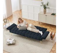 Matteo Modern Black Velvet Sofa Bed - Adjustable Multi-Position Backrest & Armrests, Convertible Sleeper For Guests