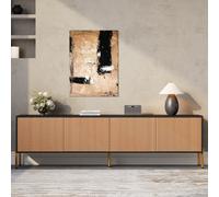 Matteo Modern Black & Wood Tv Cabinet With Gold Legs, Handle-Free, 4-Door Storage, 179Cm Wide