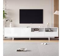 Matteo Modern Bohemian TV Cabinet - Geometric Lines - Media Console in White Matteo White