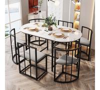 Matteo Modern Dining Table Set with Six Chairs & Grey Cushions Matteo Grey