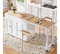 Matteo Modern Extendable Bar Dining Table with Storage & Shelves - White/Grey in White Matteo White