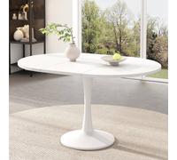 Matteo Modern Extendable Round Dining Table - White MDF, Space-Saving Matteo White