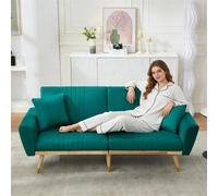 Matteo Modern Fleece Loveseat Sofa Bed With Adjustable Backrest, Green