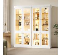 Matteo Modern Freestanding White Display Cabinet With Integrated Led Lighting & Glass Doors