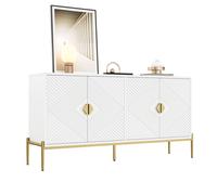 Matteo Modern Geometric White Sideboard - Gold Detail Storage Cabinet Matteo White