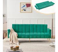 Matteo Modern Green Velvet Sofa Bed - Convertible Sleeper - Multi-Position Backrest & Armrests - Metal Legs