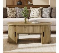 Matteo Modern Height-Adjustable Coffee Table With Storage - Natural Wood